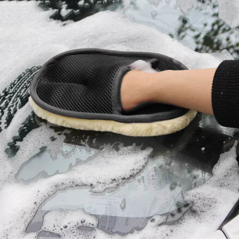 Experience the Ultimate Clean with Our Plush Microfiber Wool Auto Washing Gloves - Perfect for Cars & Motorcycles!