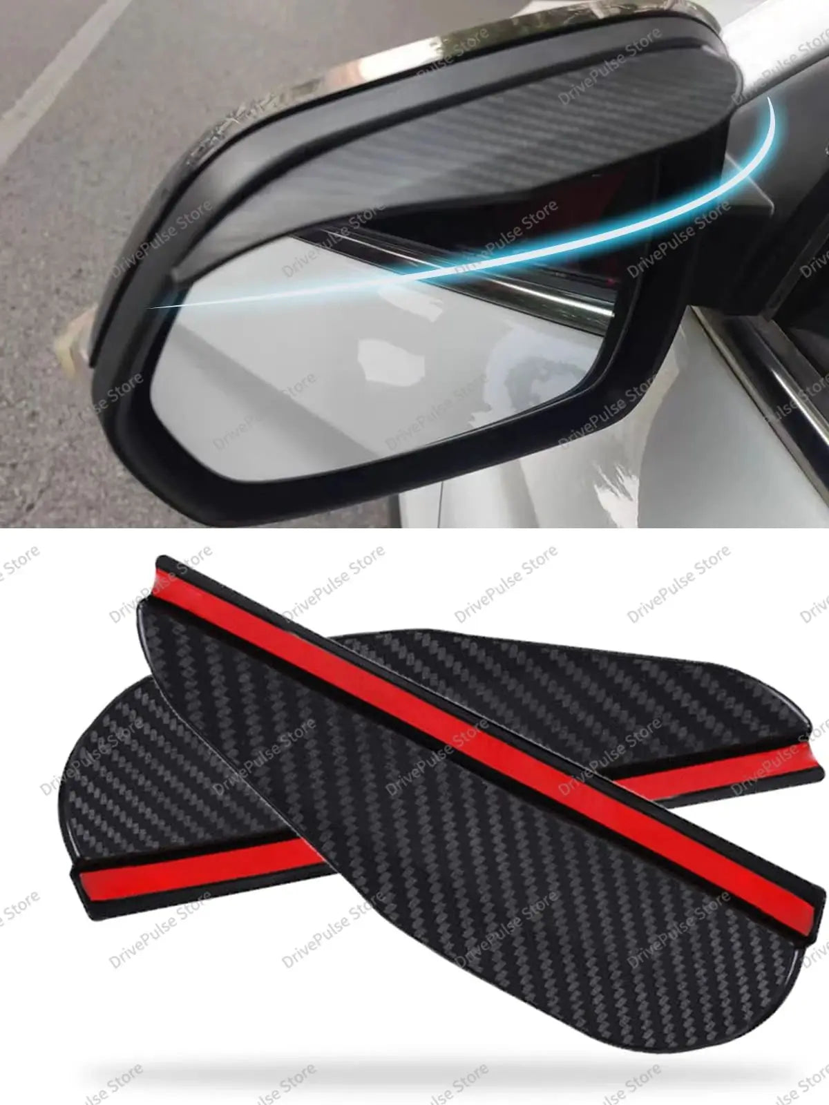 Upgrade Your Drive: Carbon Fiber Rearview Mirror Rain Guards - Anti-Glare Sun Visor Covers for Crystal Clear Vision