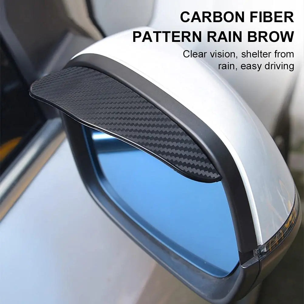 Upgrade Your Drive: Carbon Fiber Rearview Mirror Rain Guards - Anti-Glare Sun Visor Covers for Crystal Clear Vision